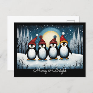 Winter Snowy Night Santa Penguin Weihnachten