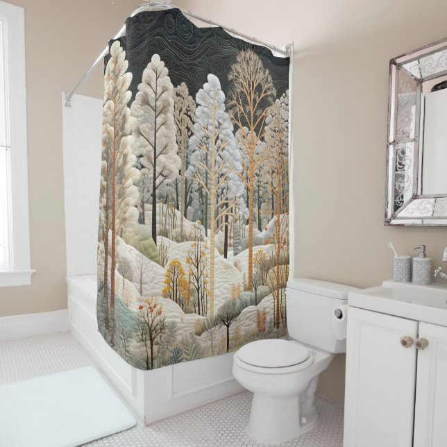 Winter Snowy Quilt Duschvorhang (Beispiel)