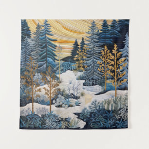 Winter Snowy Quilt Tapestry Wandteppich