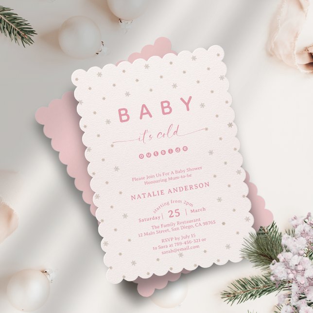 Winter Soft Pink Es ist kalt draußen Babydusche Einladung (Winter Soft Pink It's Cold Outside Baby Shower Invitation)