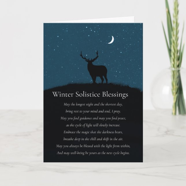 Winter Solstice Blessings Elk Stars Poem Karte (Vorderseite)