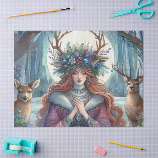 Winter Solstice Goddess Forest Themed Tissue Paper Seidenpapier (Basteln)
