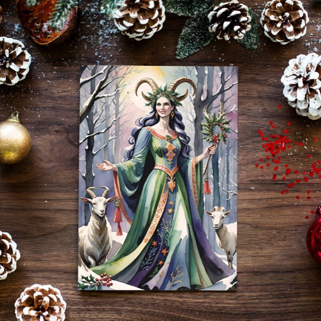 Winter Solstice Goddess Weihnachten Ziegen in Wald (Von Creator hochgeladen)