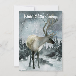 Winter Solstice Greetings Woodland Forest Stag Karte