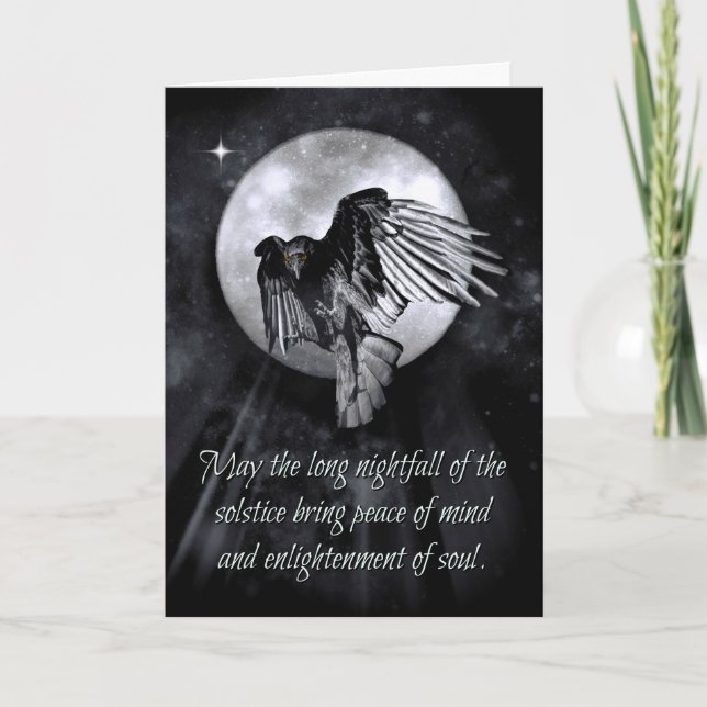 Winter Solstice Holiday Cards Segnen Raven Crows Karte (Vorderseite)