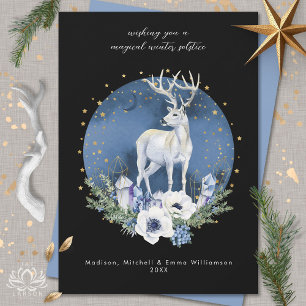 Winter Solstice Holiday Deer Blue White Christmas Einladung