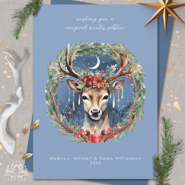 Winter Solstice Holiday Hirsch Weihnachtskarte Einladung (Von Creator hochgeladen)