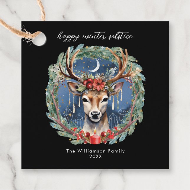 Winter Solstice Holiday Hirschkranz Weihnachten We Geschenkanhänger (Vorderseite)