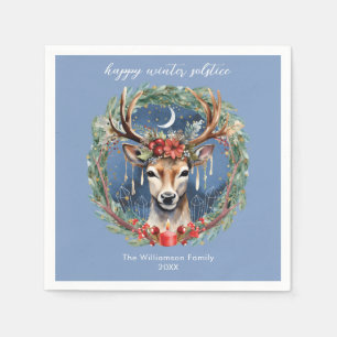 Winter Solstice Holiday Hirschkranz Weihnachten We Serviette
