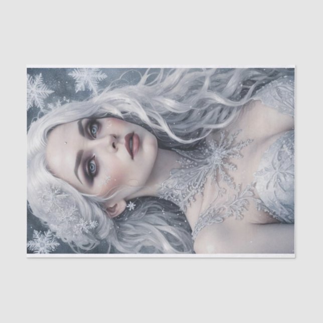 Winter Solstice Königin Silver Hair Cold Decoupage Seidenpapier (Vorderseite)