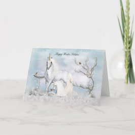 Winter Solstice Midwinter Grußkarte Unicorn Feiertagskarte
