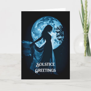 Winter Solstice Moon und Woman Solstice Night Wit Karte