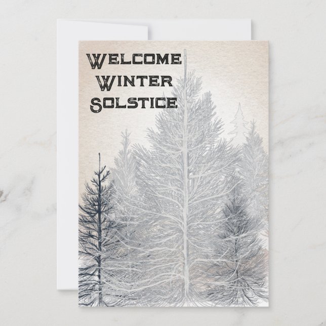 Winter Solstice Party Einladung nackte Bäume (Vorderseite)