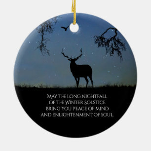 Winter Solstice Segen mit Elk und Raven Keramik Ornament