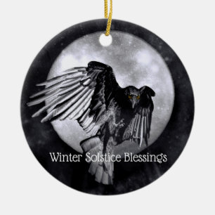 Winter Solstice Segen Raven oder Crow Moon Pagan Keramik Ornament