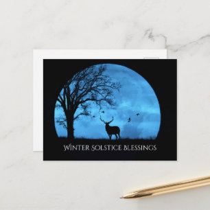 Winter Solstice Segings Oak Tree Moon Elk Postkarte