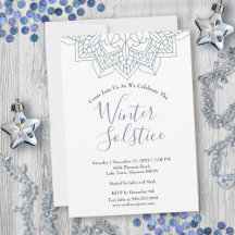 Winter Solstice Snow Flake Mandala Yule Invitation