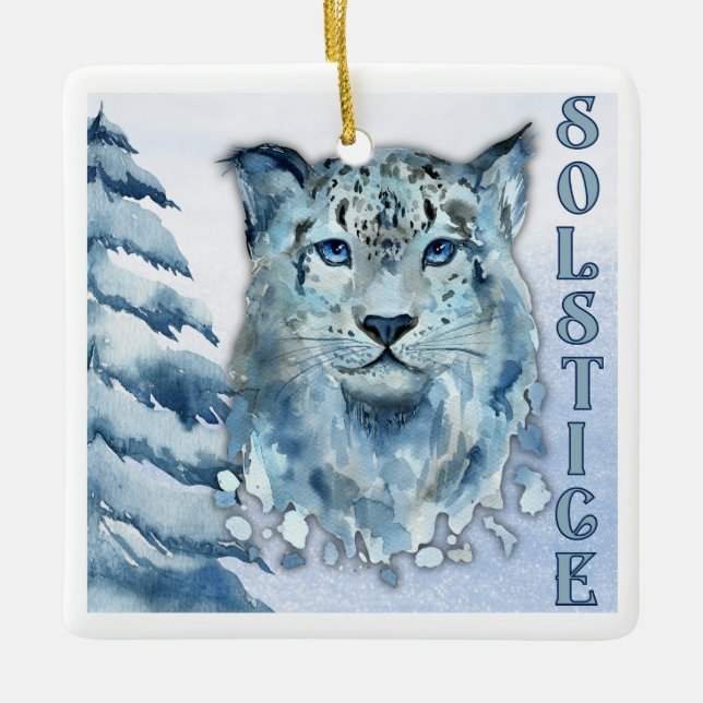 Winter Solstice Snow Leopard Keramikornament (Vorderseite)