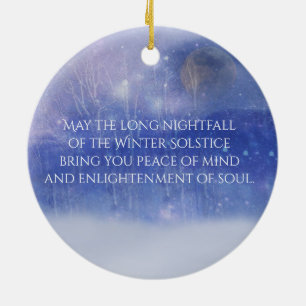 Winter Solstice Wald Schnee und Mond Segen Keramik Ornament