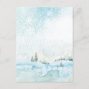 Winter Solstice Watercolor Woodland Winterlandscha Postkarte