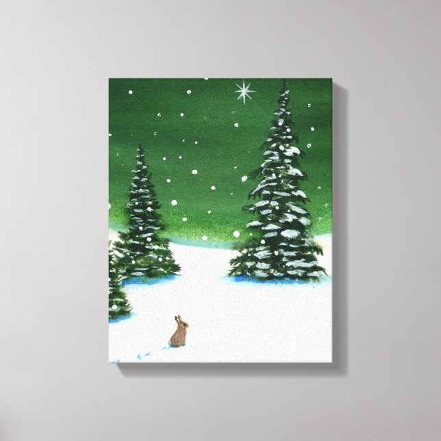Winter Solstice Wonder Rabbit Art von AmyLyn Bihrl Leinwanddruck (Vorderseite)