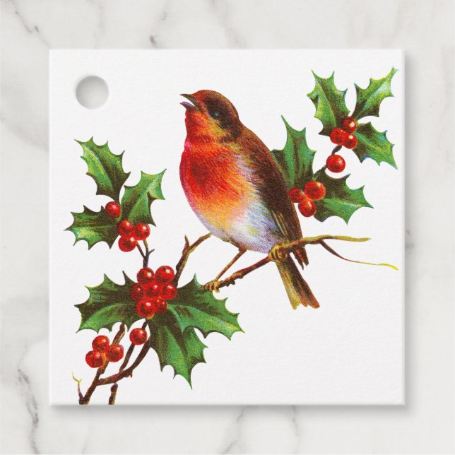 Winter-Songbird auf einem Geschenk für einen Urlau Geschenkanhänger (Vorderseite)
