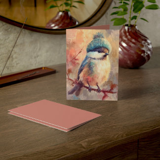 Winter Songbird in Knit Hat | Ash Greeting Karte