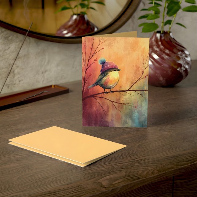 Winter Songbird in Knit Hat | Marzipan Greeting Karte (Von Creator hochgeladen)