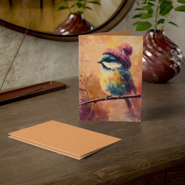 Winter Songbird in Knit Hat | Tumbleweed Greeting Karte (Von Creator hochgeladen)