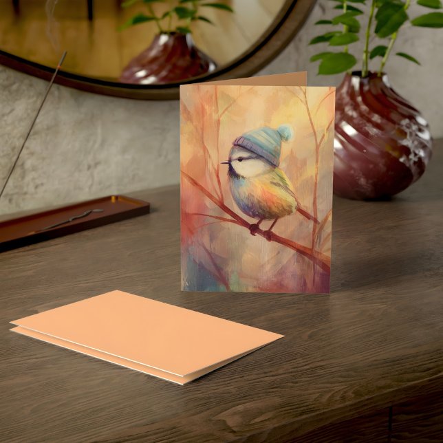Winter Songbird in Knit Hat | Wax Flower Greeting Karte (Von Creator hochgeladen)