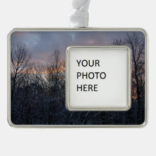 Winter-Sonnenaufgang I Pastell-Landschaft der Natu Rahmen-Ornament Silber
