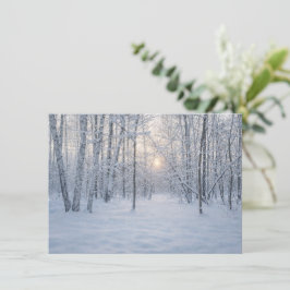 Winter-Sonnenlicht im stillen Birkenwald Begleitkarte