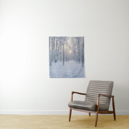 Winter-Sonnenlicht im stillen Birkenwald Wandteppich