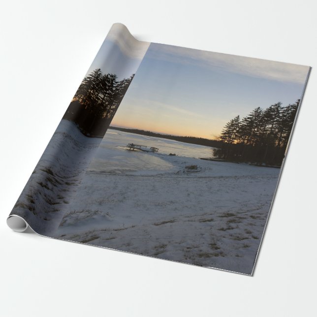 Winter-Sonnenuntergang Geschenkpapier (Ungerollt)