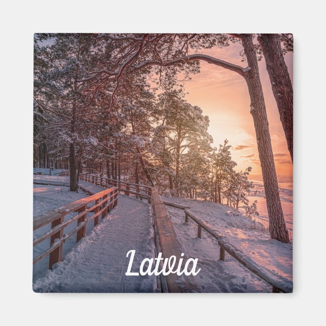 Winter Sonnenuntergang im Kiefernwald nahe dem Mee Magnet (Vorne)