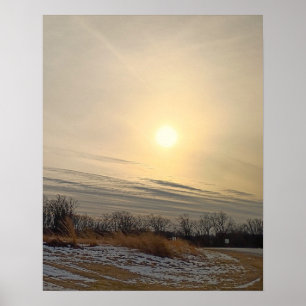 Winter-Sonnenuntergang-Plakat Poster