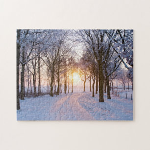 Winter-Sonnenuntergang Puzzle