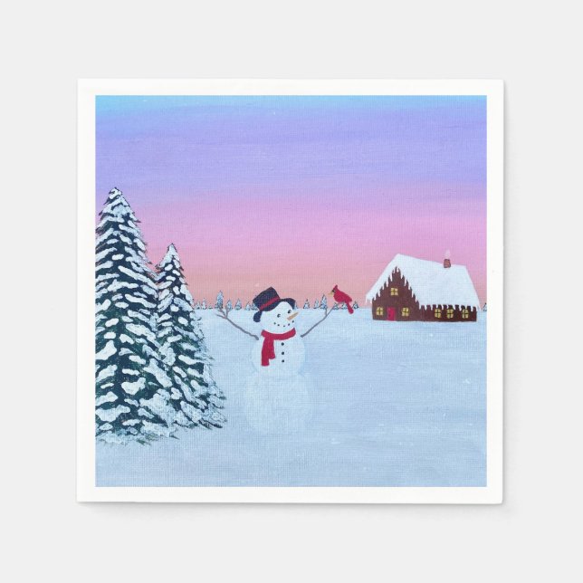 Winter-Sonnenuntergang  Serviette (Vorderseite)