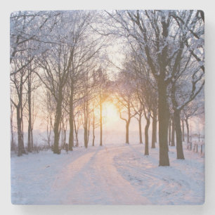 Winter-Sonnenuntergang Steinuntersetzer