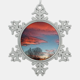 "Winter-Sonnenuntergang-" Verzierung Schneeflocken Zinn-Ornament