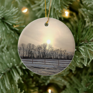 Winter-Sonnenuntergangs-Ornament Keramik Ornament