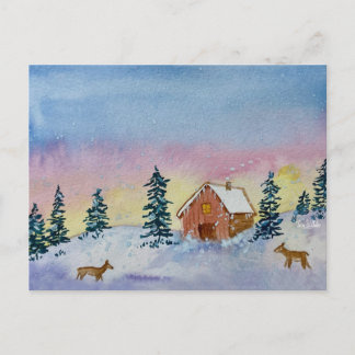 Winter-Sonnenuntergangs-Postkarte Postkarte