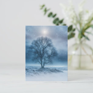 Winter-Sonnenwende-Baum im Schnee paganer Feiertag Feiertagspostkarte