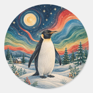 Winter-Sonnenwende des himmlischen Pinguins Runder Aufkleber