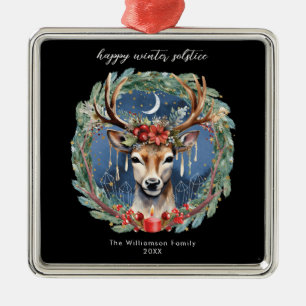 Winter-Sonnenwende-Feier Hirsch-Kranz Yule Weihnac Ornament Aus Metall