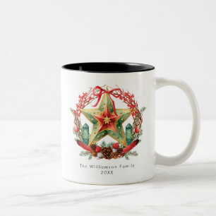Winter-Sonnenwende-Kranz Stern Feiertage Weihnacht Zweifarbige Tasse