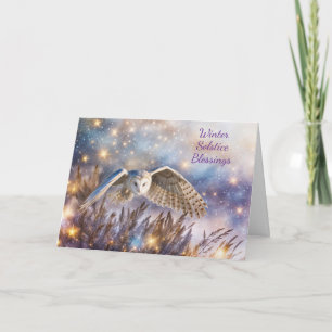 Winter-Sonnenwende Magischer Weißer Flug-Eule-Yule Karte