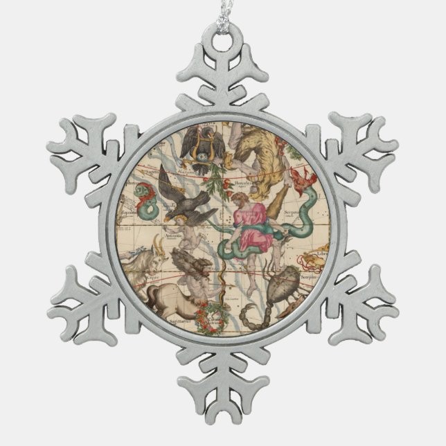 Winter-Sonnenwende Schneeflocken Zinn-Ornament (Vorderseite)