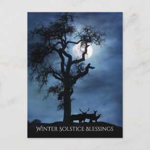 Winter-Sonnenwende-Segen Elche und Mond Postkarte