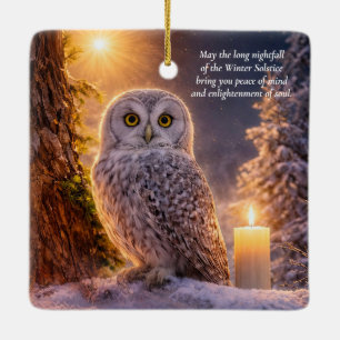 Winter-Sonnenwende-Segen-Schöne-Eule-Kerze Keramikornament
